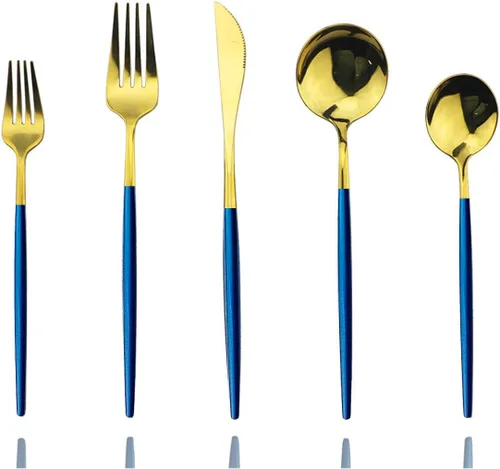 Miniatura 19 de JASHII Juego de cubiertos de acero inoxidable con acabado satinado, 30 piezas, cubiertos pulidos con espejo para el hogar y el restaurante, aptos