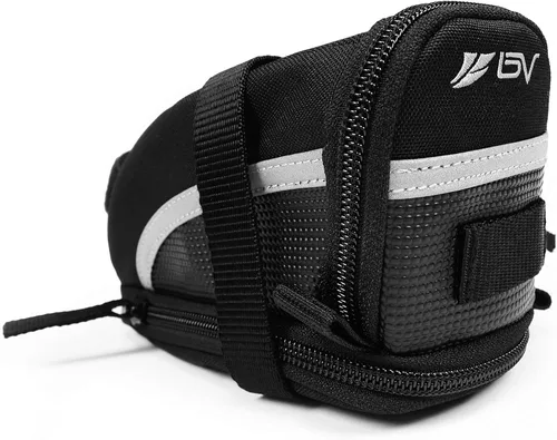 Miniatura 2 de BV Bolsa de bicicleta con correa con material reflectante, bolsa de sillín de gran capacidad con divisor separado para objetos pequeños y espacio