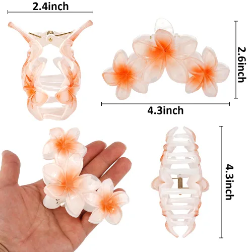 Miniatura 4 de AHONEY 6 pinzas de garra con flores, pinzas para el cabello lindas para mujeres, pinzas de sujeción fuerte, pinzas de garra para el cabello