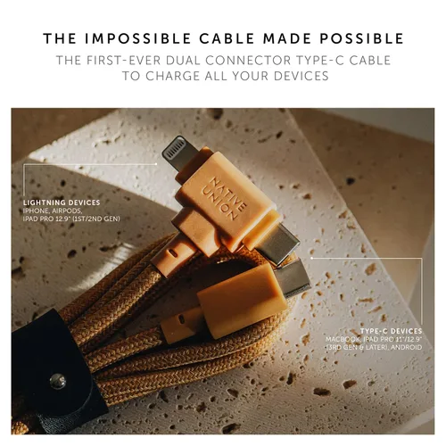 Miniatura 2 de Native Union Cable de correa Duo – Cable de carga universal trenzado ultra fuerte de 5 pies – fabricado con materiales reciclados – Conectores 2