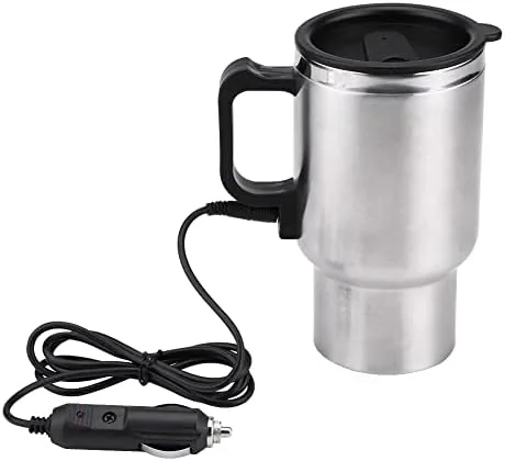Miniatura 9 de Hervidor eléctrico de agua caliente, 12 V, 15.2 fl oz, hervidores eléctricos de acero inoxidable, taza de calefacción de viaje, taza de café, té
