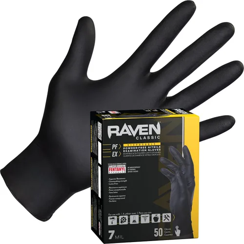 Miniatura 12 de SAS Raven - Guantes desechables de nitrilo sin polvo, 10 cajas/100 unidades de consumo, 1000 guantes en total, 7 mil - sm, sin látex, productos