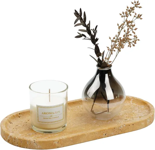Miniatura 22 de Koville Bandeja decorativa de mármol natural indio, 12 x 6 pulgadas, organizador de encimera, catchall para perfumes, velas, joyas
