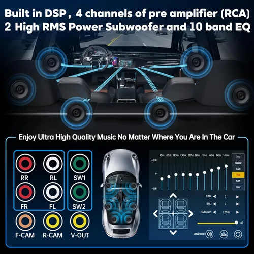 Miniatura 8 de PLZ Radio de estéreo de coche de 7" inalámbrico de doble DIN Apple Carplay para receptores de audio de coche, Bluetooth, pantalla táctil Car Play