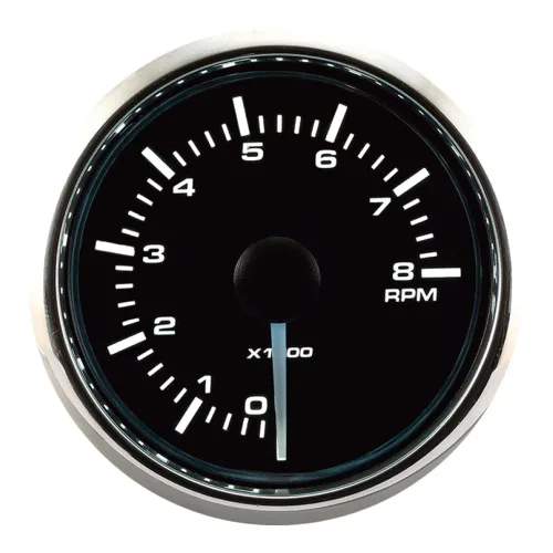 MOTOR METER RACING Serie MGS - Taquímetro electrónico universal de 8000 RPM - 2-1/16" 52mm con retroiluminación LED blanca y ámbar - Esfera negra -