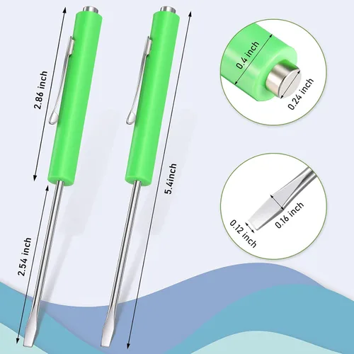 Miniatura 2 de Honoson Mini destornillador magnético de bolsillo con clip, juego de herramientas de destornillador de cabeza plana pequeña para accesorios
