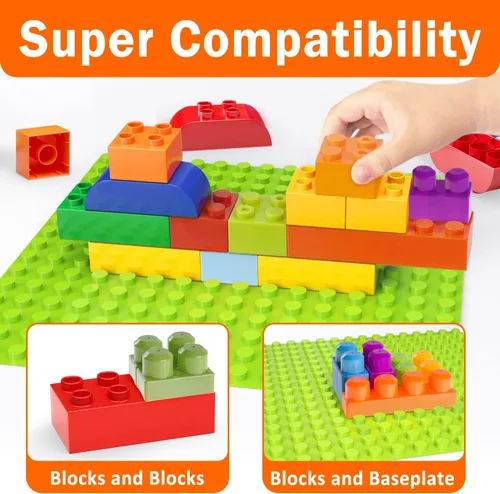 Miniatura 2 de Bloques de construcción para niños pequeños de 2 a 5 años, incluye una placa base, 150 bloques de construcción grandes para niños, juego de bloques