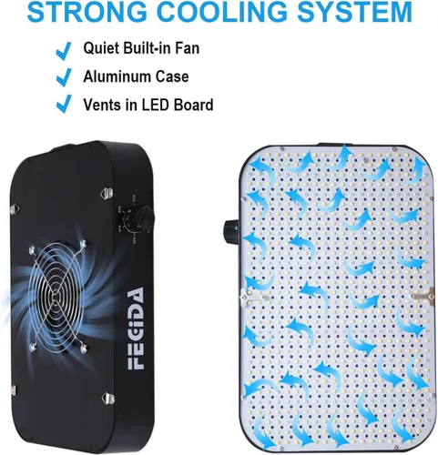 Miniatura 5 de FECiDA Luz LED de crecimiento equivalente a 600 W, luz de espectro completo de 65 W, 0 a 100% regulable, cadena de margarita, ventilador