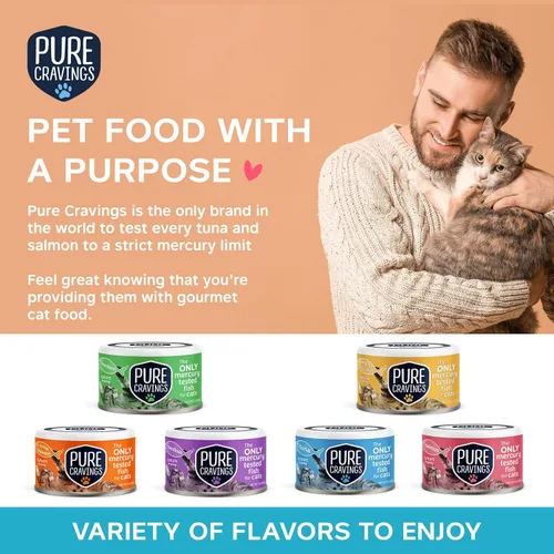 Miniatura 6 de Pure Cravings Comida húmeda para gatos enlatada, filetes de salmón en salsa, 100% probados para mercurio, alimento húmedo para gatos, sin granos