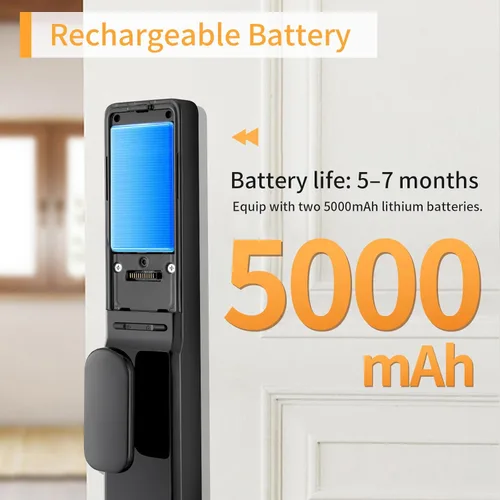 Miniatura 7 de EIYSIE Cerradura inteligente con cámara y timbre de video, cerradura de puerta de entrada sin llave 8 en 1 con teclado, cerrojo inteligente