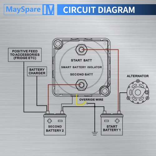 Miniatura 7 de Kit de Aislamiento de Batería Dual MaySpare 12V 140Amp Relé Sensible al Voltaje VSR Cargador Automático de Batería Doble y Kit de Cableado