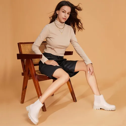 Miniatura 3 de firelli Botines Chelsea Combat para mujer, botines de invierno sin cordones