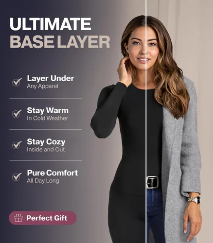 Miniatura 3 de Thermajane - Ropa interior larga térmica para mujer, conjunto de pijama con forro de vellón, ideal como capa base, para climas fríos