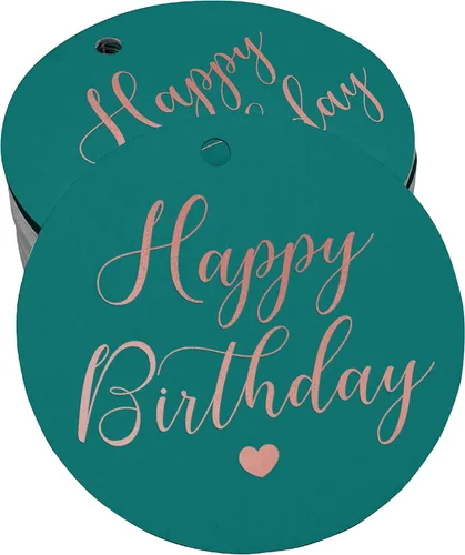 Miniatura 48 de Etiqueta de papel para colgar con texto en inglés «Happy Birthday» (50 unidades)
