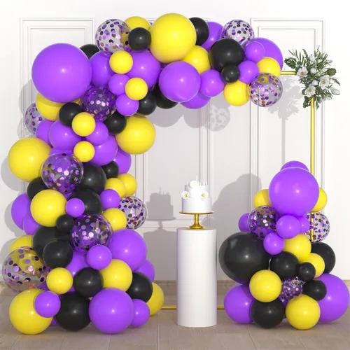 Miniatura 12 de Guirnalda de arco de globos azul real, negro, plateado y blanco, globos de confeti plateado metálico azul, negro, blanco, globo de videojuegos