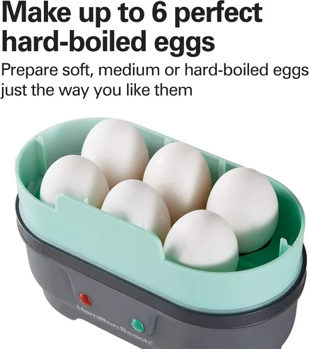 Miniatura 4 de Hamilton Beach Fabricante de Huevos al Estilo Sous Vide Eléctrico, Olla de Huevos Duros y Escalfador con Bandeja Antiadherente Extraíble, Prepara 2