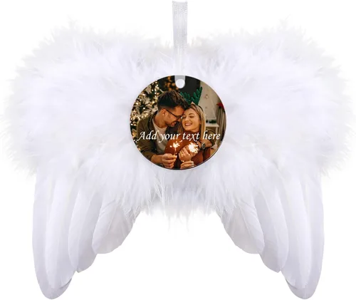 Miniatura 15 de Paquete de 4 adornos de Navidad personalizados 2025 de cerámica personalizada con foto y texto para decoración de árbol de Navidad, primera Navidad