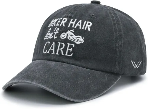 Miniatura 2 de Biker Hair Don't Care - Gorra de béisbol ajustable para mujer, mezclilla lavada