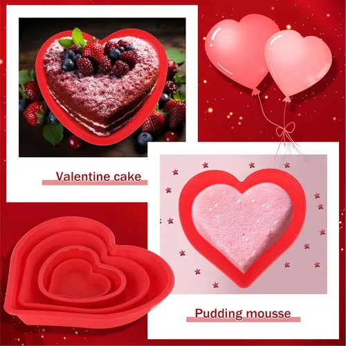 Miniatura 4 de 4 moldes de silicona para pasteles de corazón, moldes antiadherentes para aniversario, cumpleaños, aperitivos, cupcakes