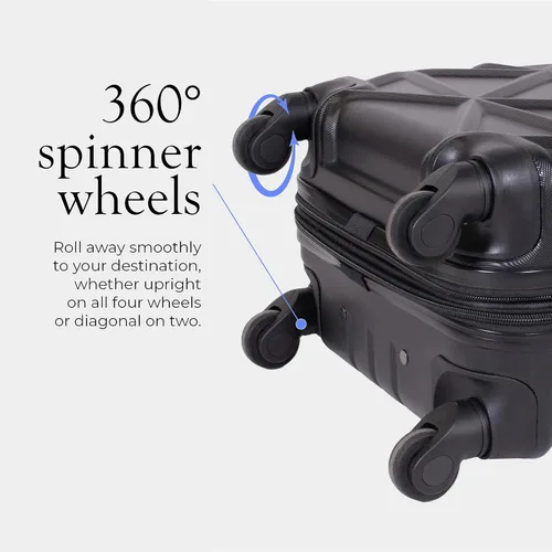 Miniatura 8 de AMKA Juego de equipaje giratorio extensible Gem Hardside, Negro -, Spinner de mano extensible Hardside con estuche cosmético incluido