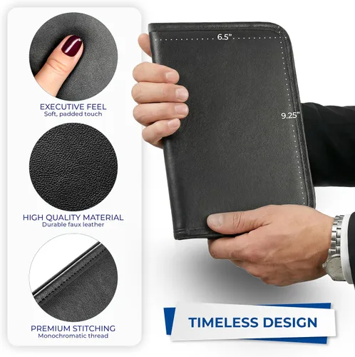 Miniatura 5 de Samsill Professional Padfolio, cartera mini de piel sintética, con bloc de notas de 5 x 8, color negro