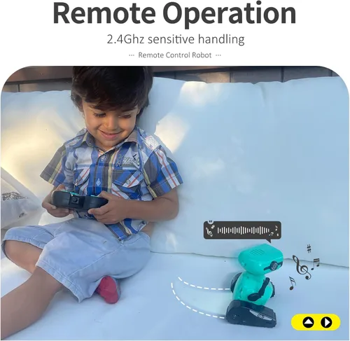 Miniatura 7 de GILOBABY - Juguetes de robots, juguete de robot con control remoto, robots RC para niños con ojos LED, cabeza y brazos flexibles, movimientos