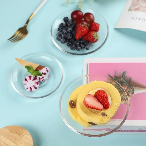 Miniatura 7 de WHJY 6 platos de vidrio transparente, juego de platos de vidrio de 5 pulgadas, pequeños platos de postre platos de té a granel