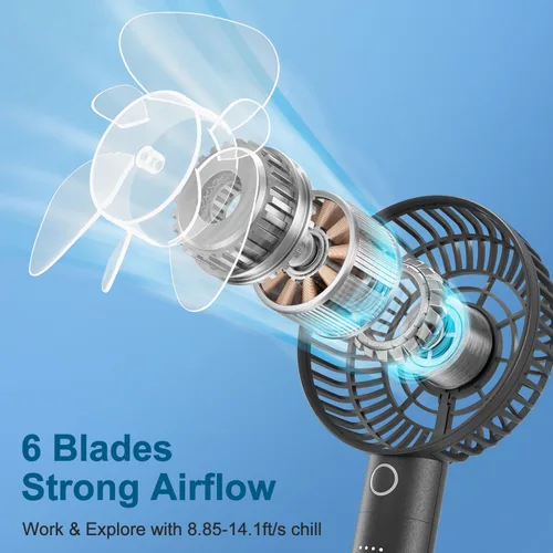 Miniatura 9 de HandFan Ventilador de mano portátil, pequeño ventilador de mano personal, mini ventiladores de refrigeración eléctricos, ventiladores de escritorio