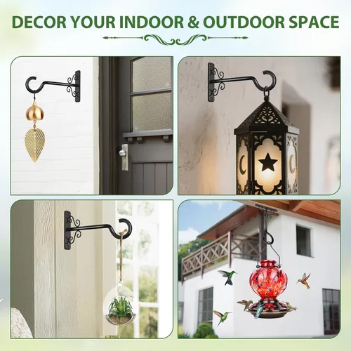 Miniatura 8 de BOLITE Colgadores de plantas, soportes colgantes de 6 pulgadas para plantas al aire libre o interior, ganchos de pared para colgar comederos