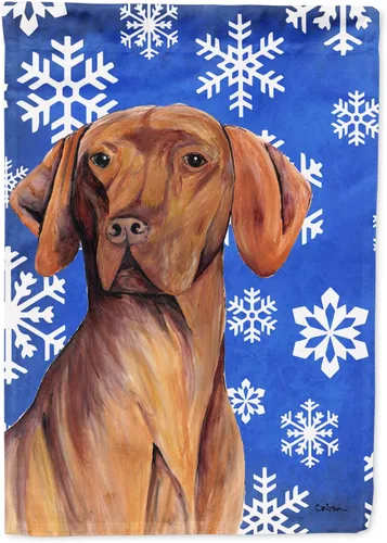 Miniatura 185 de Caroline's Treasures SC9374GF Bulldog English Snow flakes Holiday Garden Flag Buzón Bandera decorativa para patio exterior, patio, obras de arte