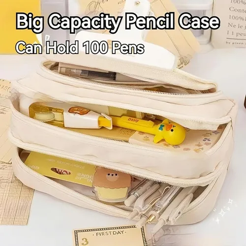 Miniatura 2 de Estuche para lápices de gran capacidad, 3 compartimentos, bolsa grande para lápices, bolsa para bolígrafos, caja porta lápices, organizador