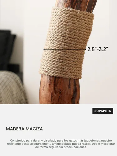 Miniatura 2 de Árbol de Gato de 40 Pulgadas de Alto en Madera Sólida Moderna para Gatos Grandes y Adultos de Interior, Robusto Condo para Gatos con Poste