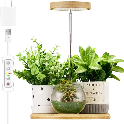 Miniatura 31 de yadoker Luz de cultivo de plantas, luz LED de espectro completo para plantas de interior, altura ajustable, temporizador automático, bajo voltaje