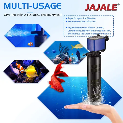 Miniatura 6 de Bomba sumergible con filtro interno de 475 GPH - Bomba de tanque de peces de acuario 3 en 1 con oxigenación, filtración y ciclismo de agua, Azul; 1
