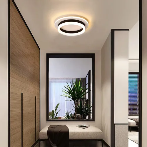 Miniatura 3 de Lámpara de techo LED redonda moderna de montaje empotrado, lámpara de techo LED de 24 W, luz de techo negra pequeña para pasillo, sala de comedor