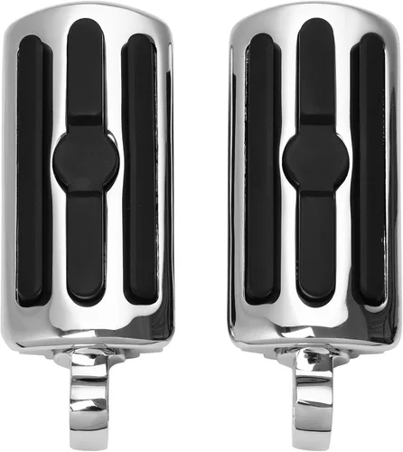 Miniatura 20 de TCMT Juego de reposapiés de motocicleta StreamLiner con incrustaciones de goma negra para modelos Harley Touring y Softail de 1986 en adelante