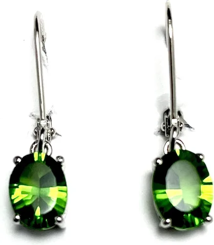 E10608L Classic Mt St Helens Green Helenita May Birthstone Pendientes colgantes de plata esterlina