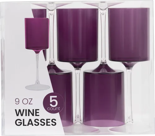 Miniatura 11 de PLASTICPRO Paquete de 10 copas de vino de plástico de 14 onzas, dos tonos, elegantes, desechables, con tallo, reutilizables, de plástico duro