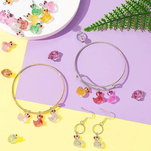 Miniatura 3 de Jetec 40 dijes de pato de resina, cuentas para mujeres adultas, fabricación de joyas, pulseras, collares, aretes, llavero, manualidades, regalos