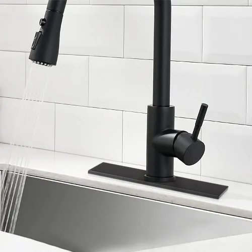Miniatura 6 de Placa negra para fregadero de cocina, placa de cubierta de orificio de acero inoxidable de 10 pulgadas para grifo de fregadero de baño de 1 o 3 Negro