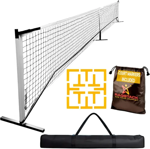 Juego de pickleball de red de pickleball portátil para entrada y cancha con bolsa de bola de pepinillo - Equipo de bola de pepinillo para exteriores