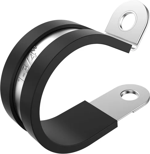 Miniatura 16 de 12 piezas de abrazaderas de cable dobles de 1-1/2" con refuerzo remachado actualizado, abrazaderas de tubo de bucle aislado con almohadilla de goma
