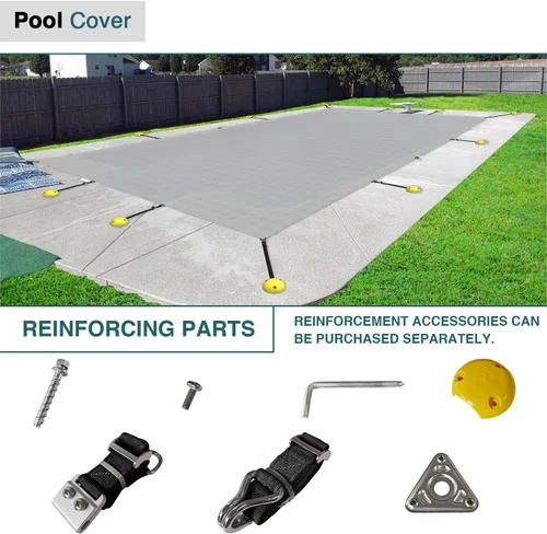Miniatura 4 de ECOOPTS Cubierta de piscina de 8 x 8 pies para piscina enterrada, cubierta de seguridad rectangular para piscina de invierno con kit de herramientas