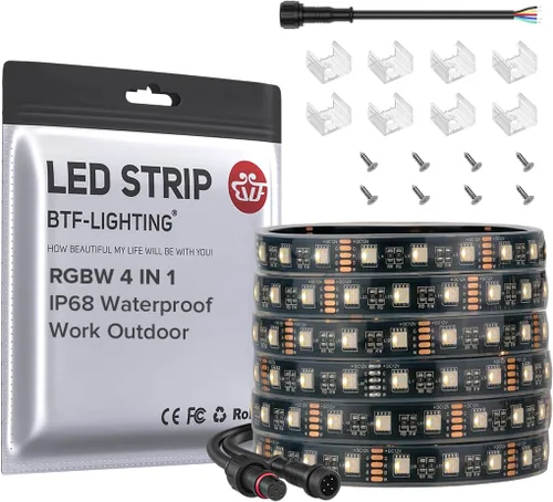 Miniatura 28 de BTF-LIGHTING Tira de luz LED IP68 impermeable para exterior RGBW 5050SMD RGB+Blanco cálido (3000K-3500K) 4 colores en 1 CC12V 16.4 pies 5m 60LED/m