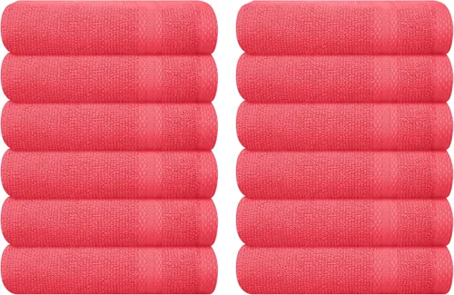 Miniatura 75 de GLAMBURG - Juego de 12 toallas faciales ultrasuaves de 13 x 13 pulgadas, 100% algodón, duraderas y altamente absorbentes, ideales para baño, cocina
