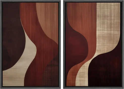 Miniatura 71 de SIGNWIN Lienzo enmarcado para pared, ilustraciones abstractas texturizadas en tonos beige terrosos, arte moderno, decorativo, contemporáneo