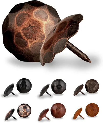 Miniatura 23 de Paquete de 25 clavos decorativos de 1,25 pulgadas de cabeza redonda grande – oxidados – sujetadores rústicos redondos hechos a mano para persiana