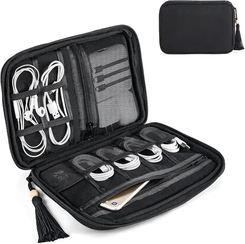 Mkono Organizador de artículos electrónicos, organizador de cables de viaje, bolsa de algodón, accesorios portátiles todo en uno, estuche de