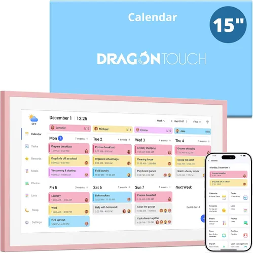 Miniatura 17 de Dragon Touch Calendario digital de 15.6 pulgadas y tabla de tareas, planificador familiar inteligente con pantalla táctil interactiva, marco