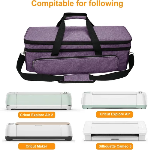 Miniatura 7 de Luxiv Estuche de transporte de doble capa para Cricut Explore/Air/Maker - Bolsa portátil de 2 capas para máquinas de corte Cricut Morado